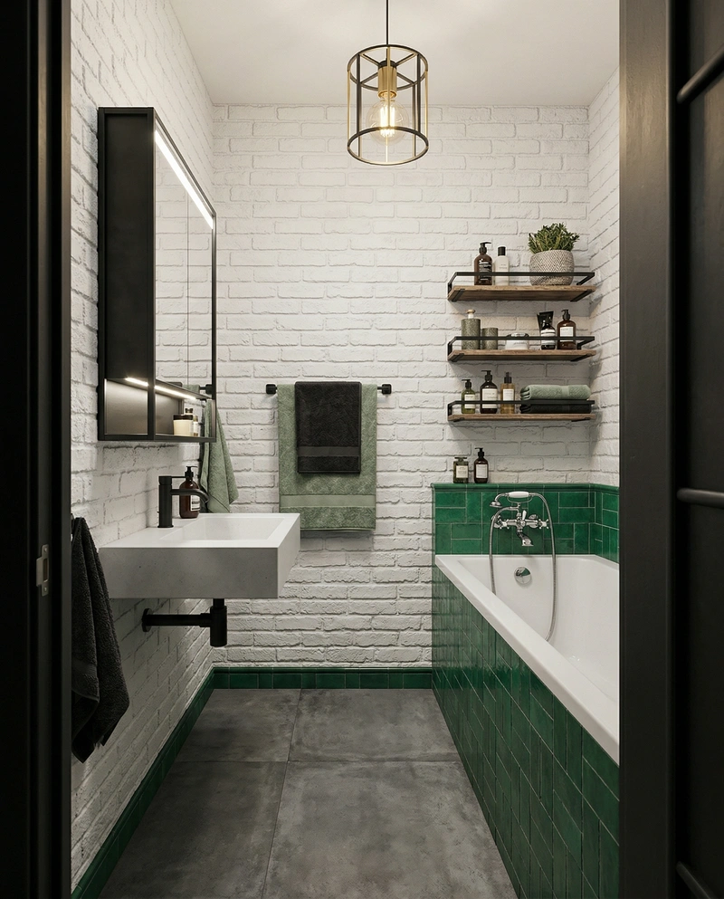 Дизайн ванной в стиле Лофт — фото интерьера от нейросети RoomGPT