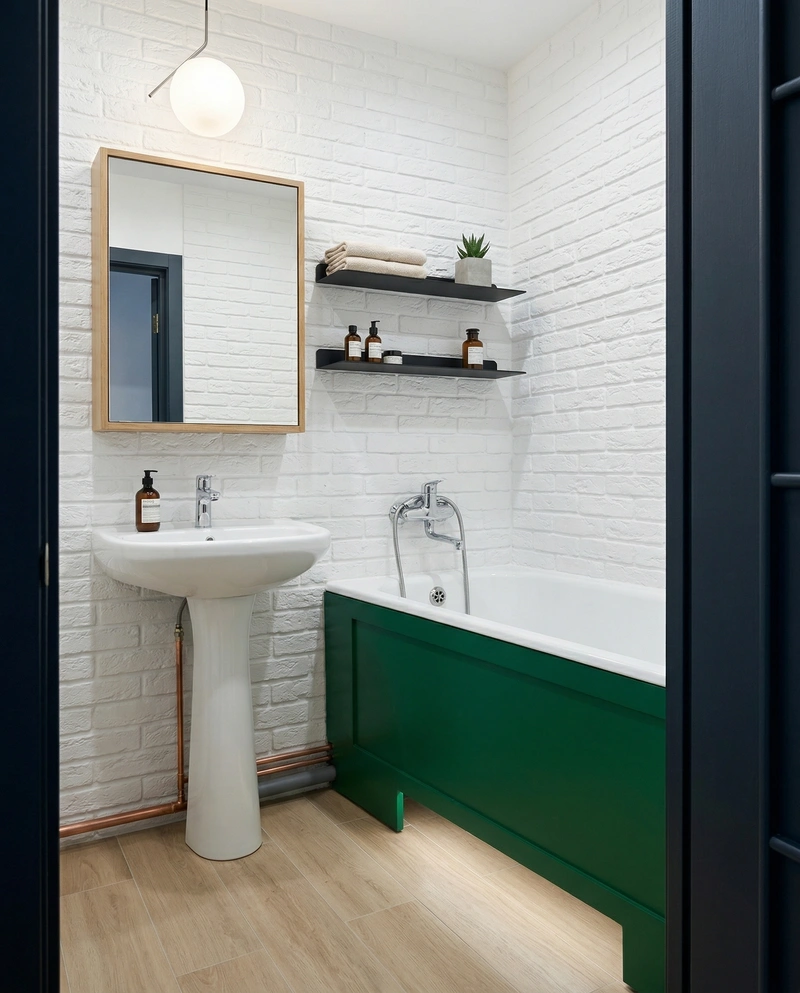 Дизайн ванной в стиле Сканди — фото интерьера от нейросети RoomGPT