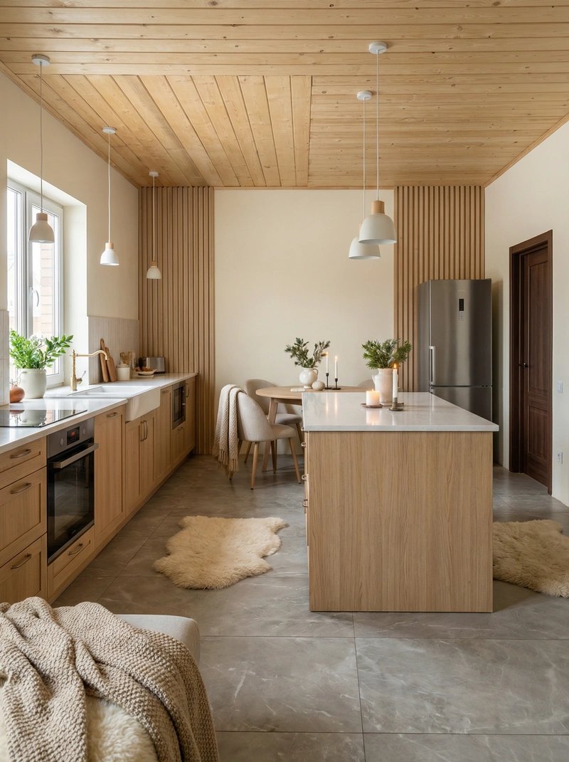 Дизайн интерьера в стиле Хюгге — Кухня от нейросети RoomGPT