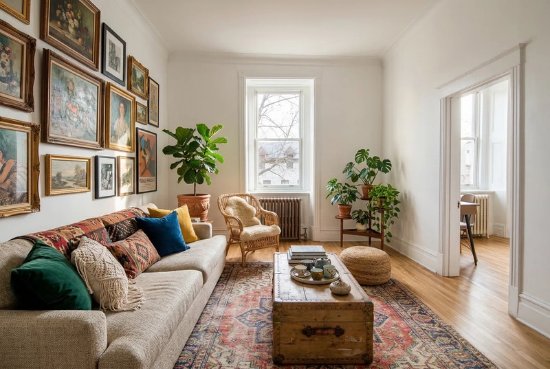 Дизайн гостиной в стиле Эклектика — фото интерьера от нейросети RoomGPT