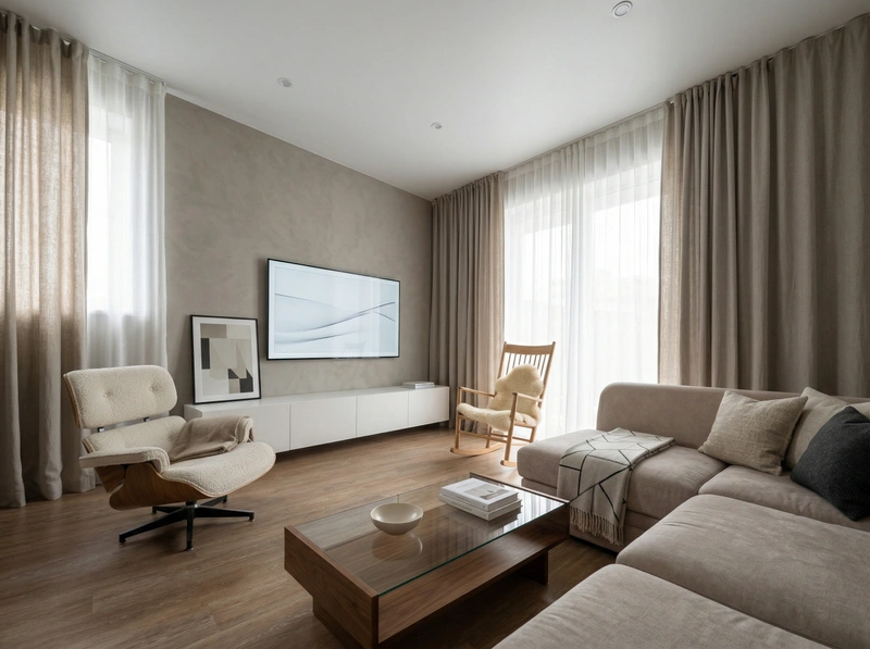 Дизайн гостиной в стиле Минимализм — фото интерьера от нейросети RoomGPT