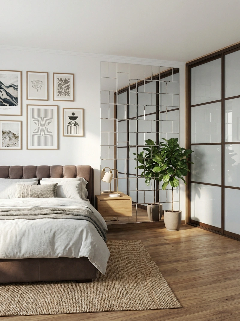Дизайн спальни в стиле Сканди — фото интерьера от нейросети RoomGPT