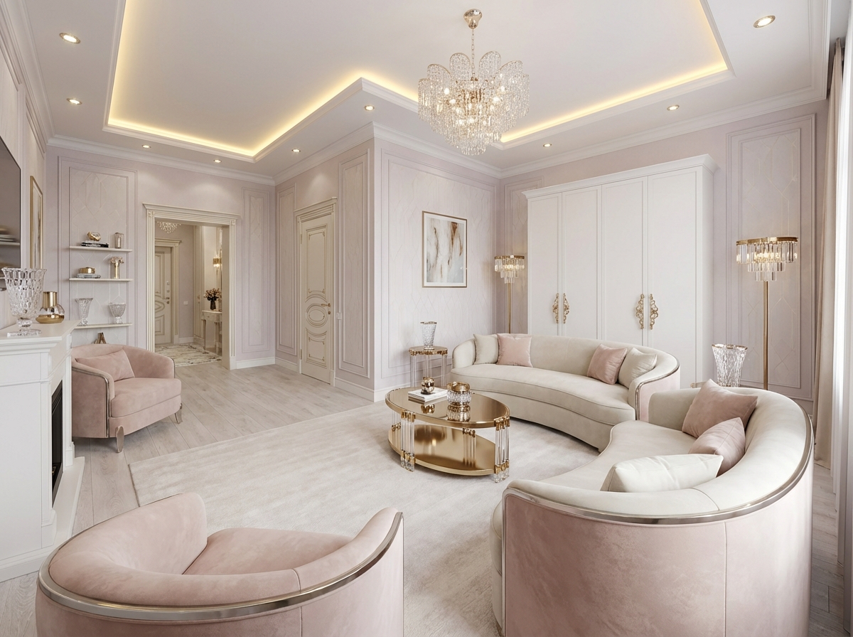 Дизайн гостиной в стиле Неоклассика — фото интерьера от нейросети RoomGPT