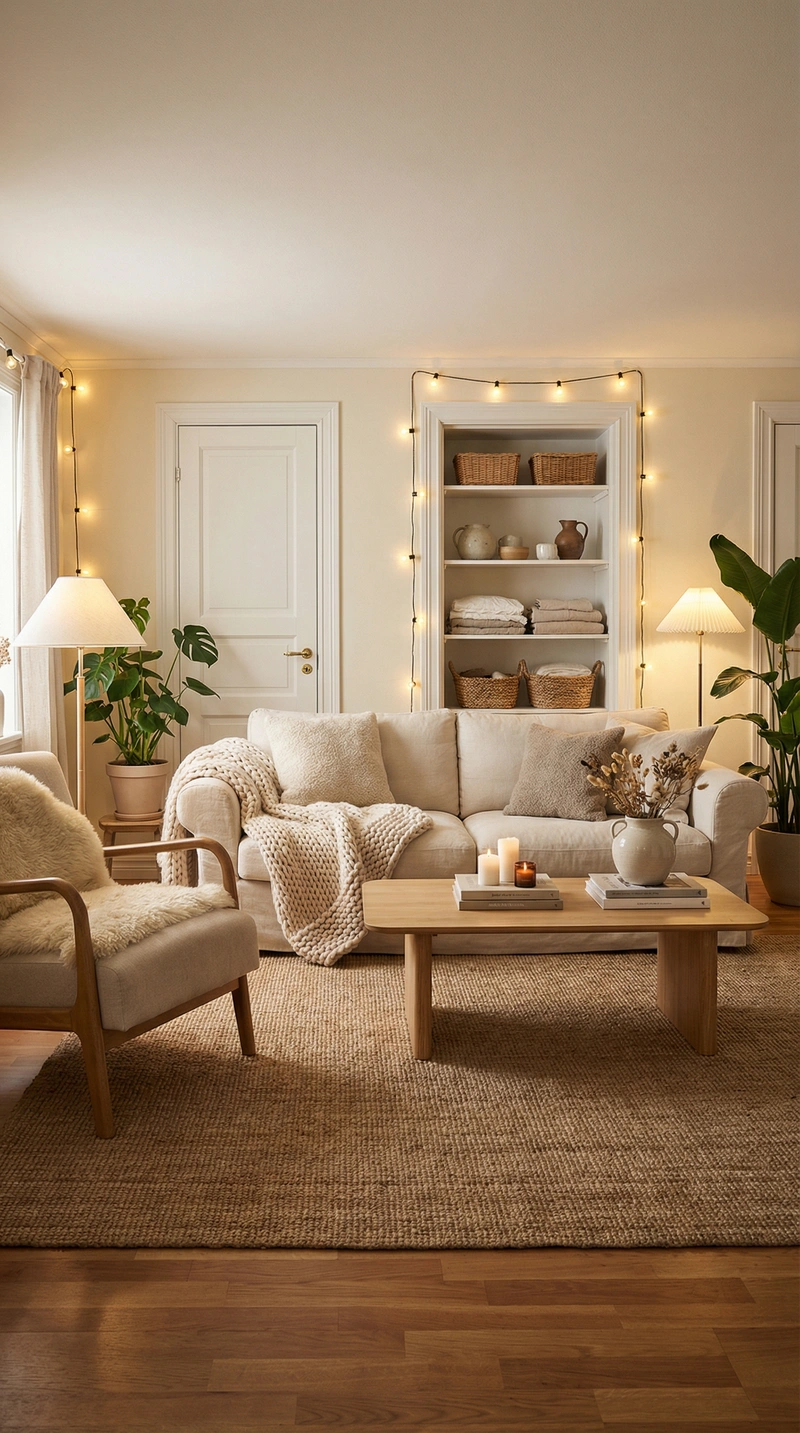 Дизайн интерьера в стиле Хюгге — Гостиная от нейросети RoomGPT