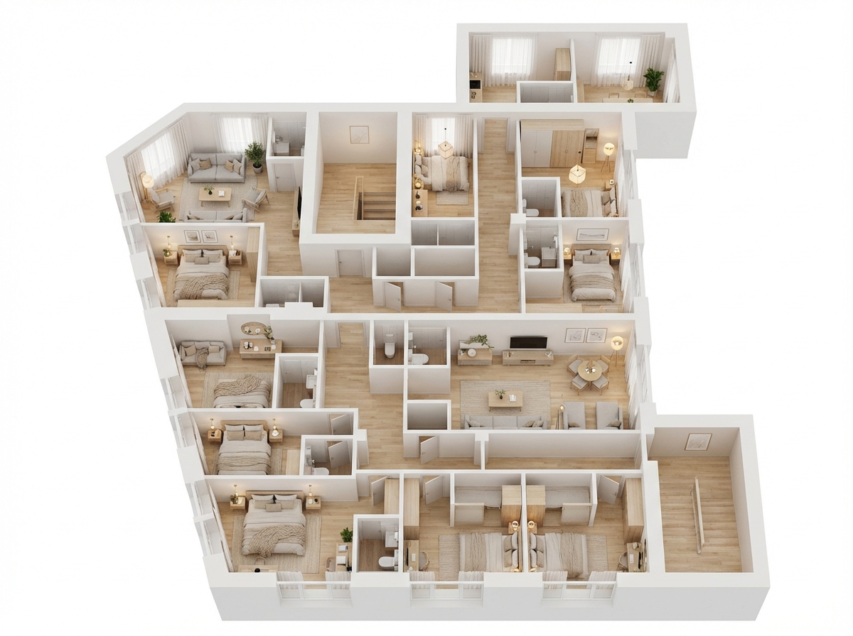 Дизайн гостиной в стиле Хюгге — фото интерьера от нейросети RoomGPT