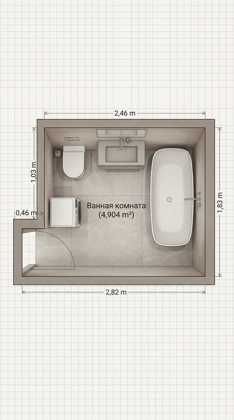 Дизайн ванной в стиле Минимализм — фото интерьера от нейросети RoomGPT