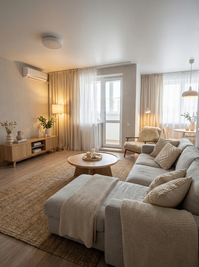 Дизайн интерьера в стиле Хюгге — Гостиная от нейросети RoomGPT