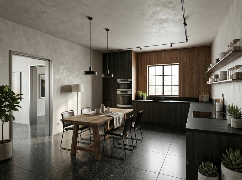 Дизайн кухни в стиле Лофт — фото интерьера от нейросети RoomGPT