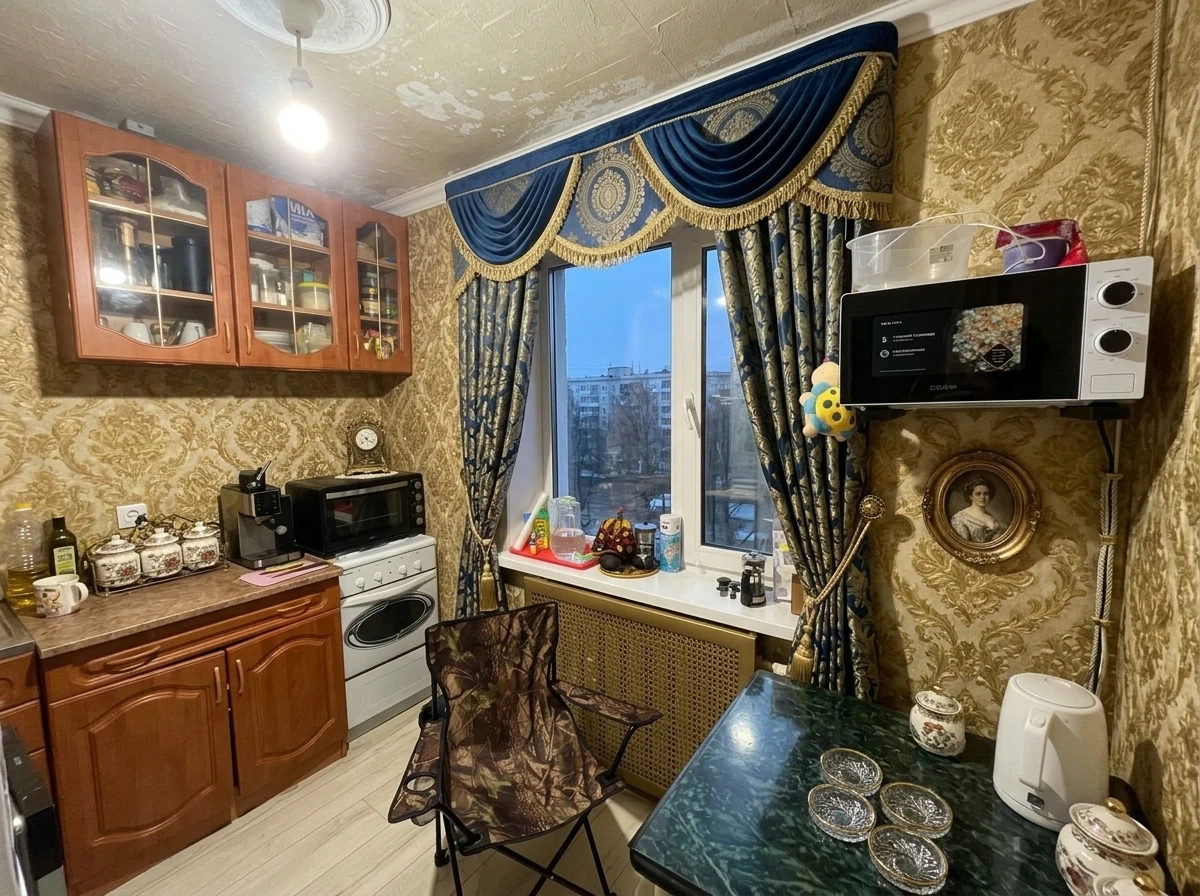Дизайн кухни в стиле Классика — фото интерьера от нейросети RoomGPT