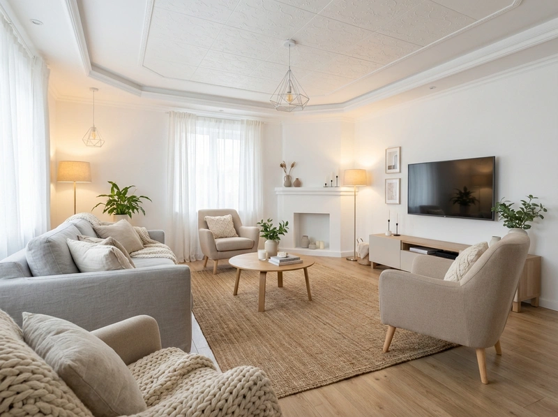 Дизайн интерьера в стиле Хюгге — Гостиная от нейросети RoomGPT