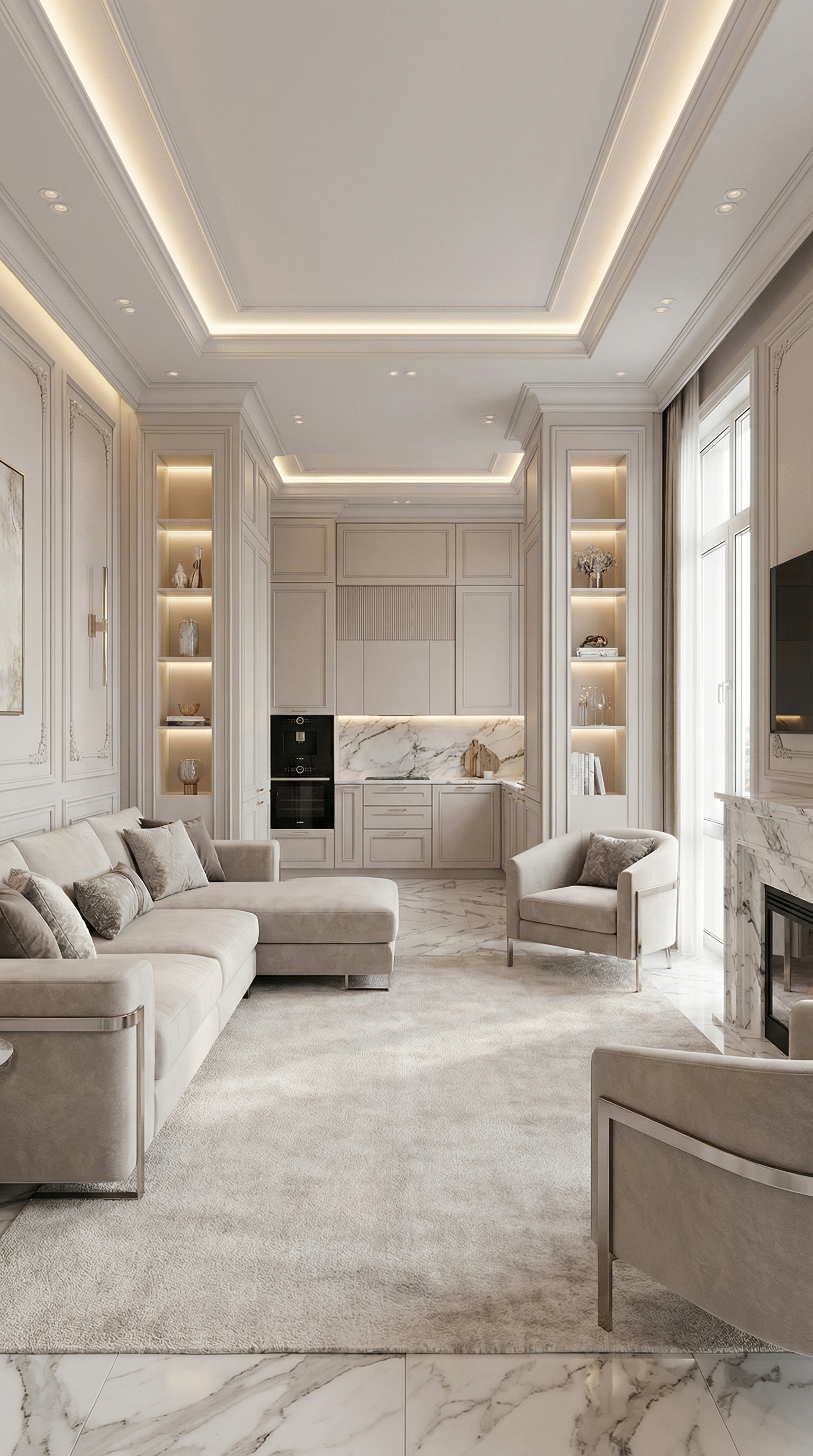 Дизайн гостиной в стиле Классика — фото интерьера от нейросети RoomGPT