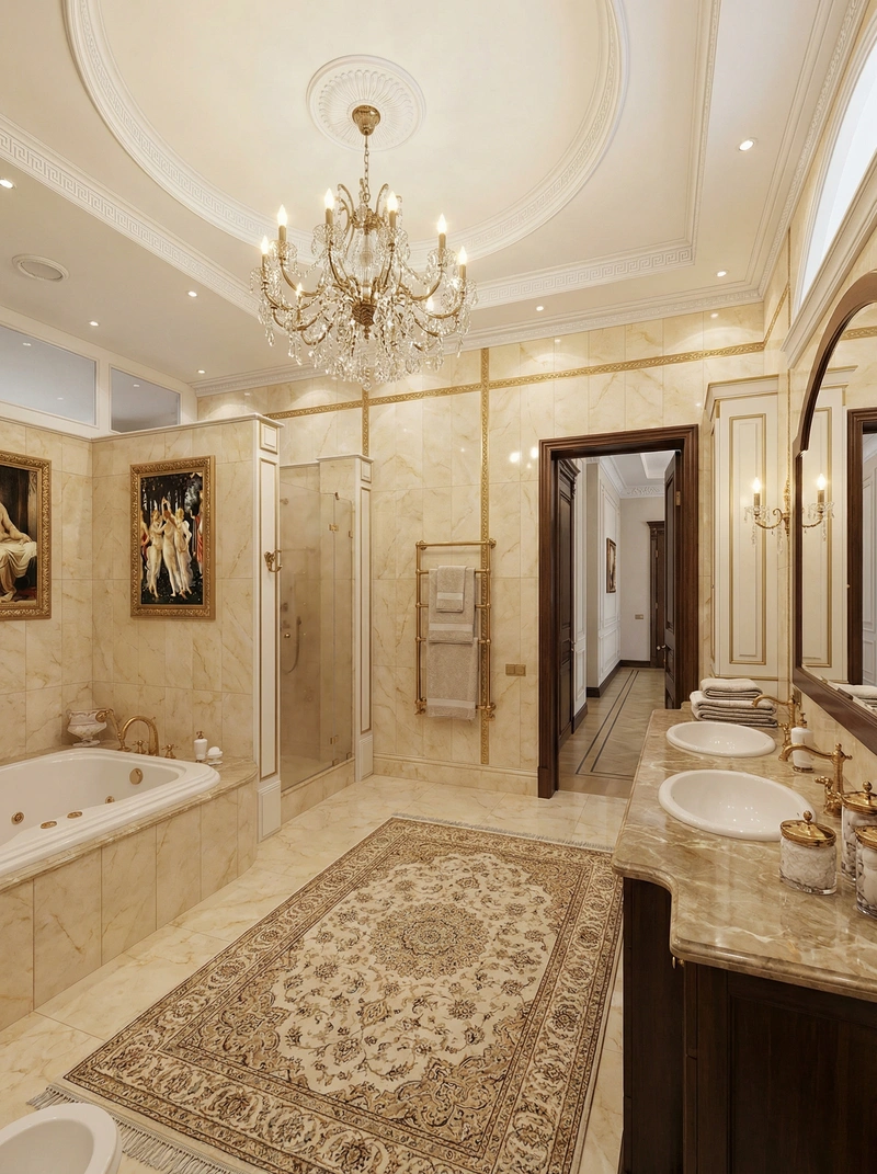 Дизайн интерьера в стиле Классика — Ванная от нейросети RoomGPT
