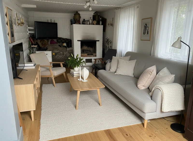 Дизайн интерьера в стиле Хюгге — Гостиная от нейросети RoomGPT