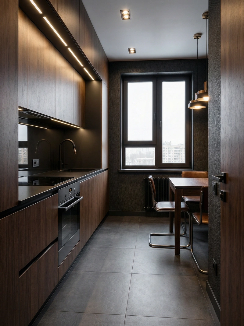Дизайн интерьера в стиле Блэктэк — Кухня от нейросети RoomGPT
