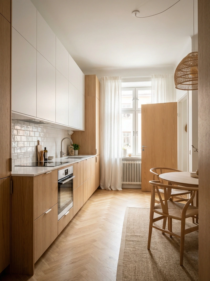 Дизайн интерьера в стиле Сканди — Кухня от нейросети RoomGPT