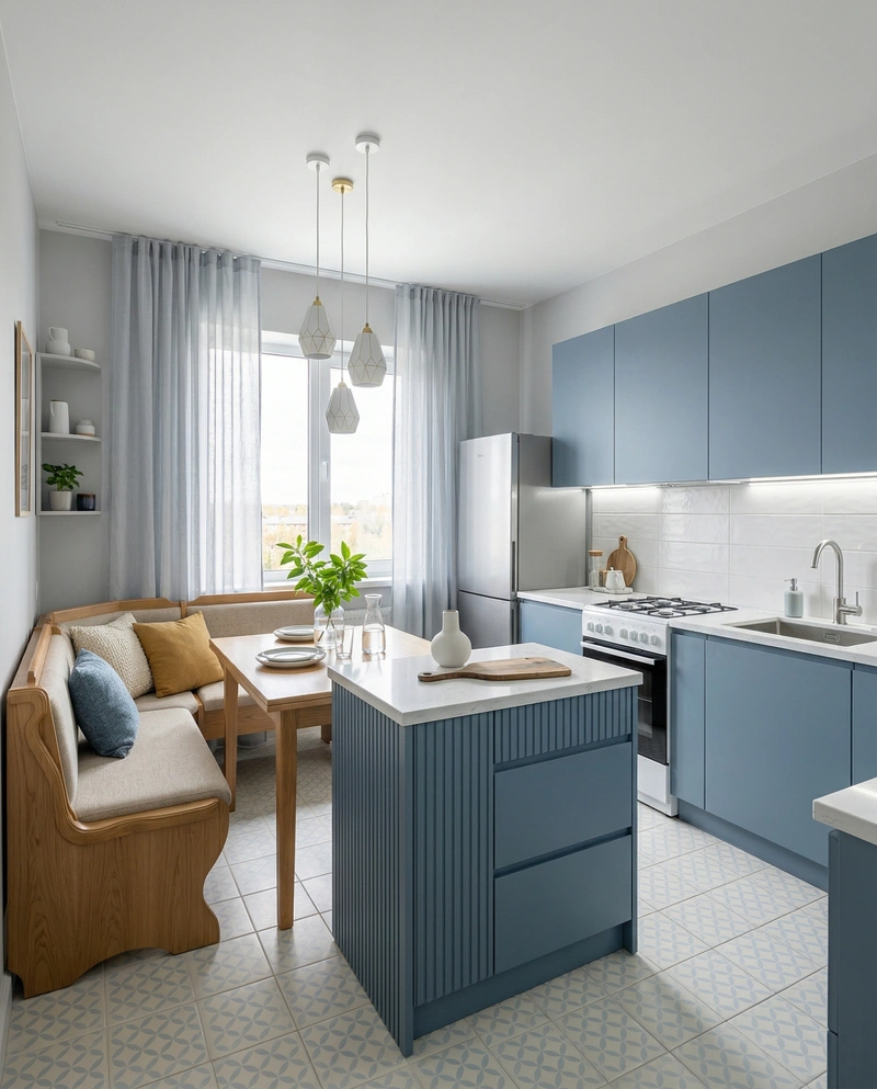 Дизайн кухни в стиле Сканди — фото интерьера от нейросети RoomGPT