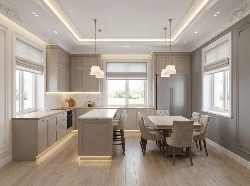 Дизайн интерьера в стиле Классика — Кухня от нейросети RoomGPT