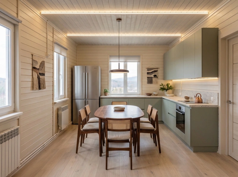 Дизайн кухни в стиле Сканди — фото интерьера от нейросети RoomGPT