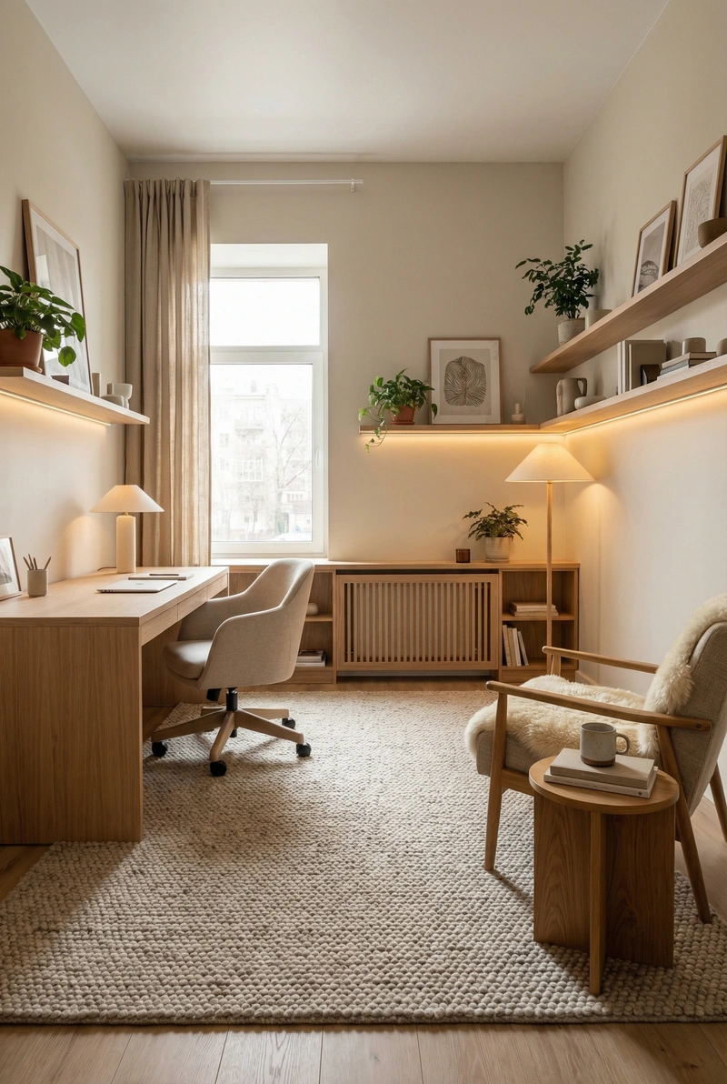 Дизайн интерьера в стиле Хюгге — Кабинет от нейросети RoomGPT