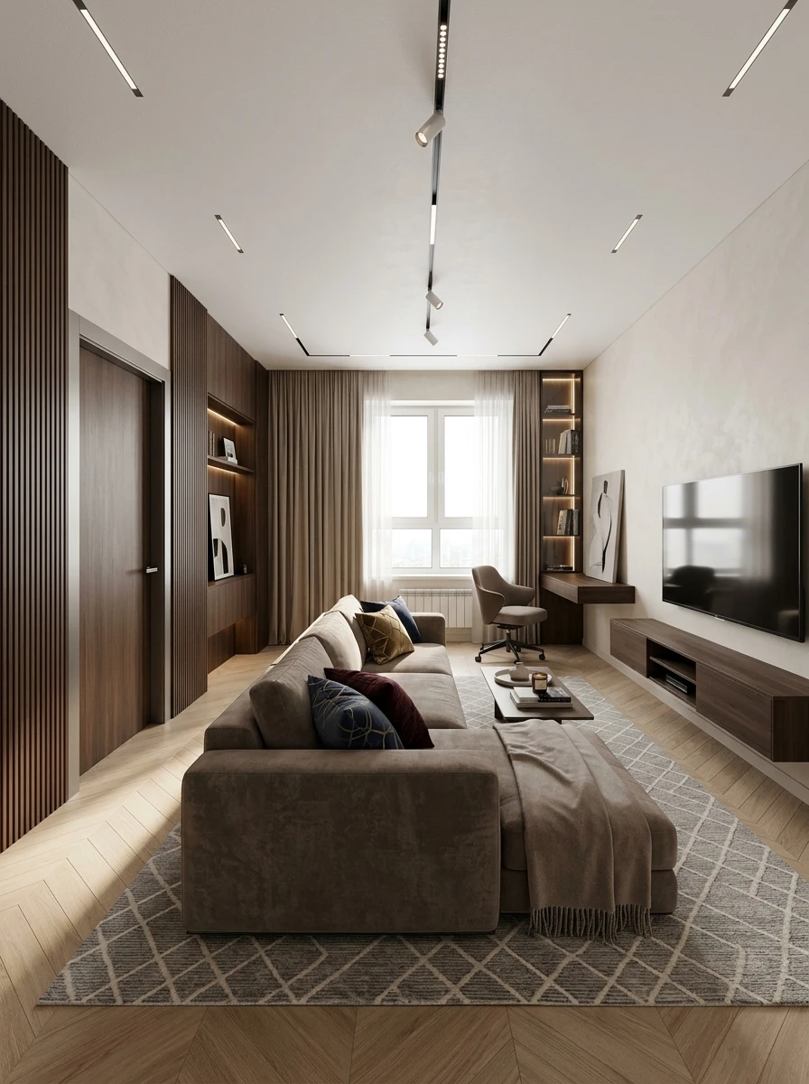 Дизайн гостиной в стиле Контемпорари — фото интерьера от нейросети RoomGPT
