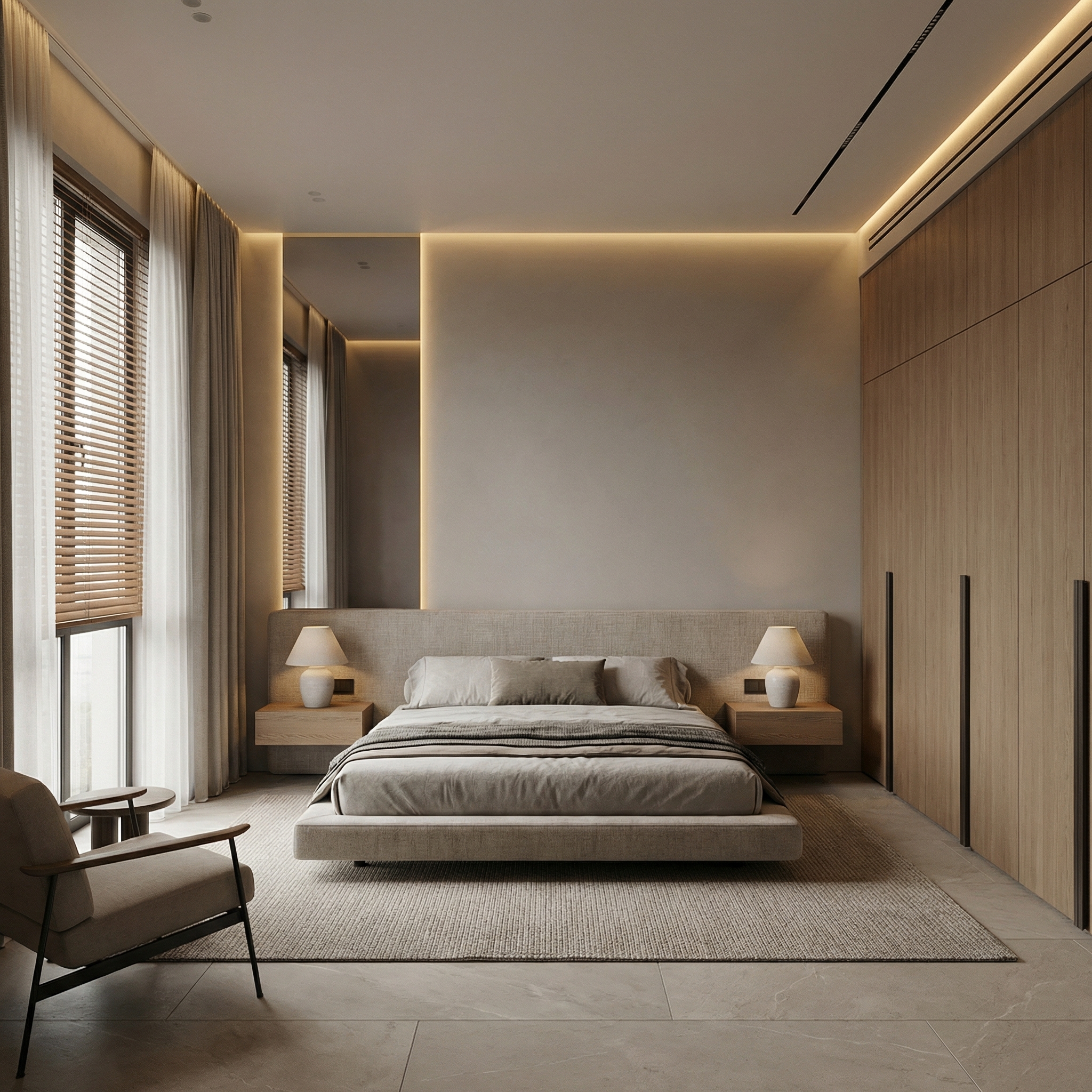 Дизайн спальни в стиле Минимализм — фото интерьера от нейросети RoomGPT