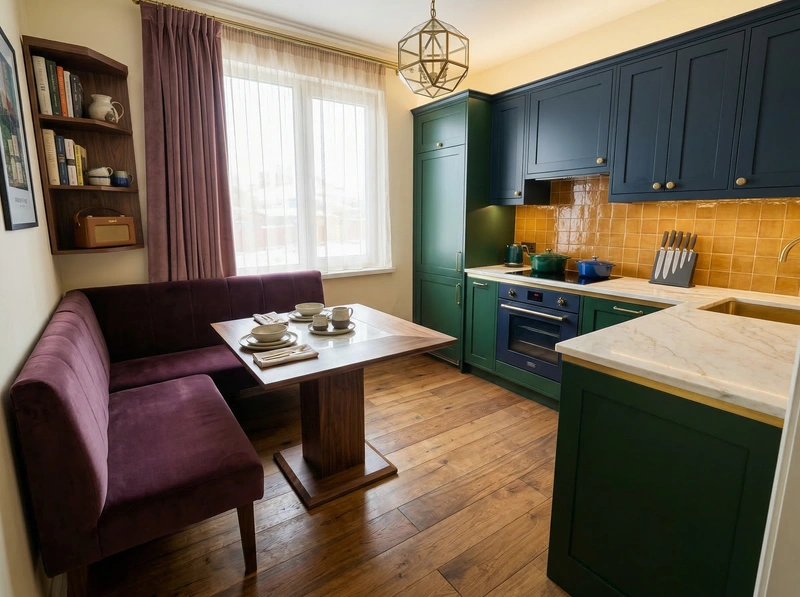 Дизайн кухни в стиле Британский — фото интерьера от нейросети RoomGPT