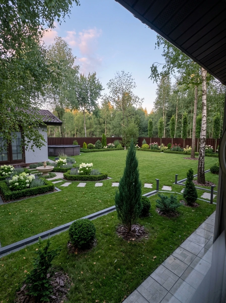 Дизайн участка в стиле Классика — фото участка от нейросети RoomGPT