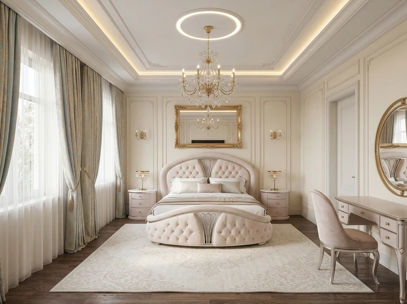 Дизайн интерьера в стиле Неоклассика — Спальня от нейросети RoomGPT