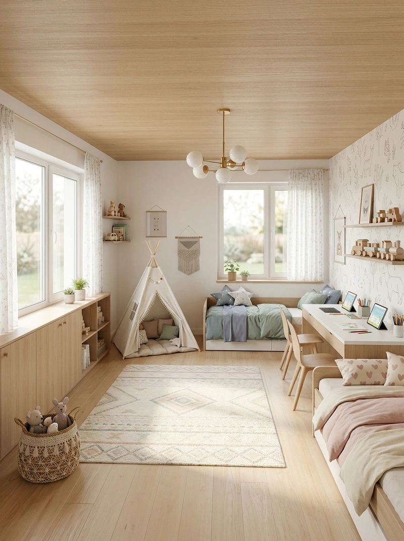 Дизайн детской в стиле Хюгге — фото интерьера от нейросети RoomGPT