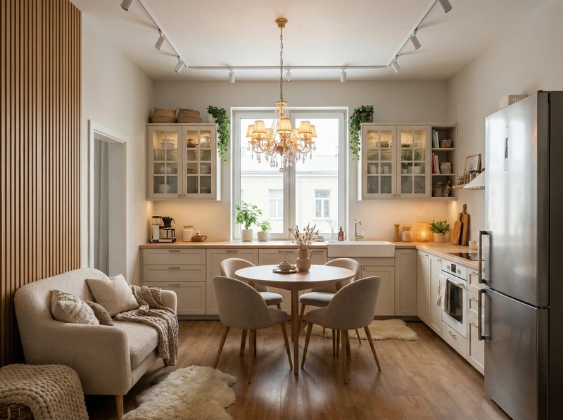 Дизайн интерьера в стиле Хюгге — Кухня от нейросети RoomGPT