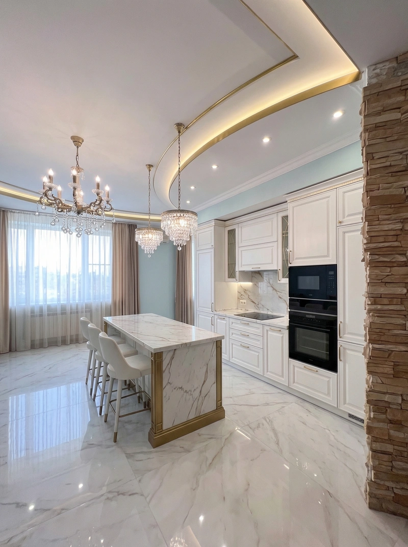 Дизайн интерьера в стиле Неоклассика — Кухня от нейросети RoomGPT