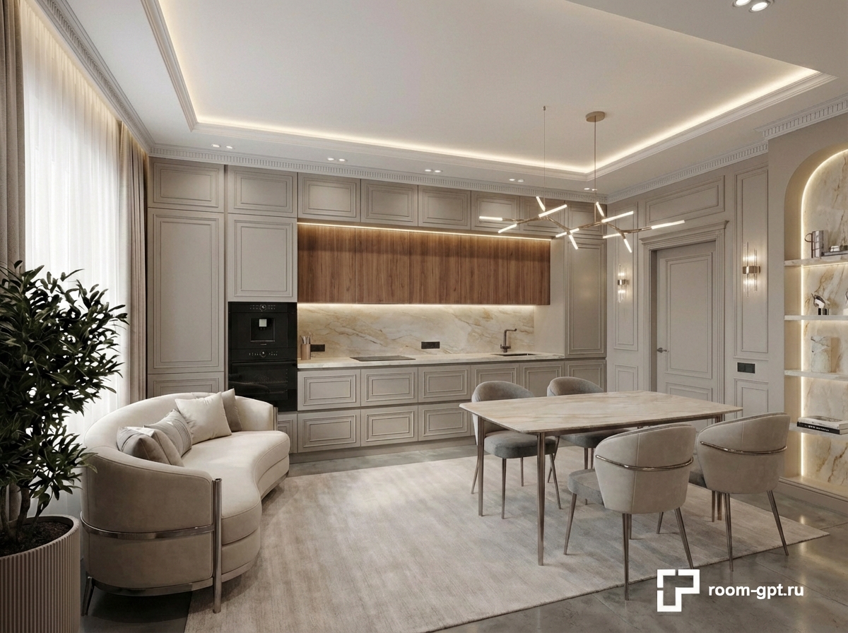 Дизайн гостиной в стиле Хюгге — фото интерьера от нейросети RoomGPT