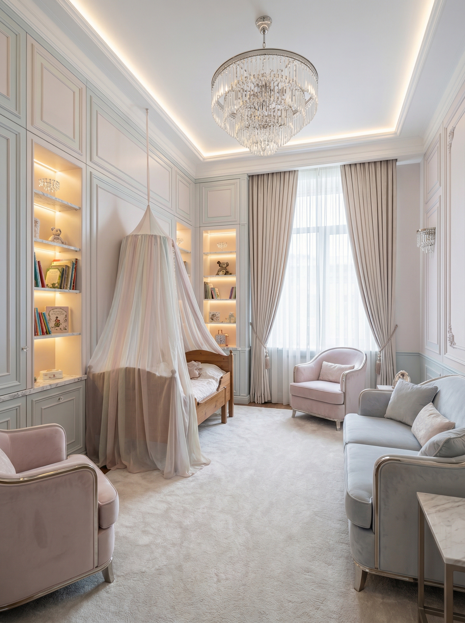 Дизайн детской в стиле Классика — фото интерьера от нейросети RoomGPT