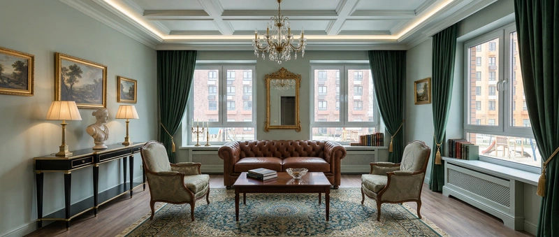 Дизайн интерьера в стиле Классика — Гостиная от нейросети RoomGPT