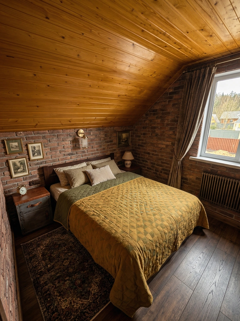 Дизайн спальни в стиле Лофт — фото интерьера от нейросети RoomGPT