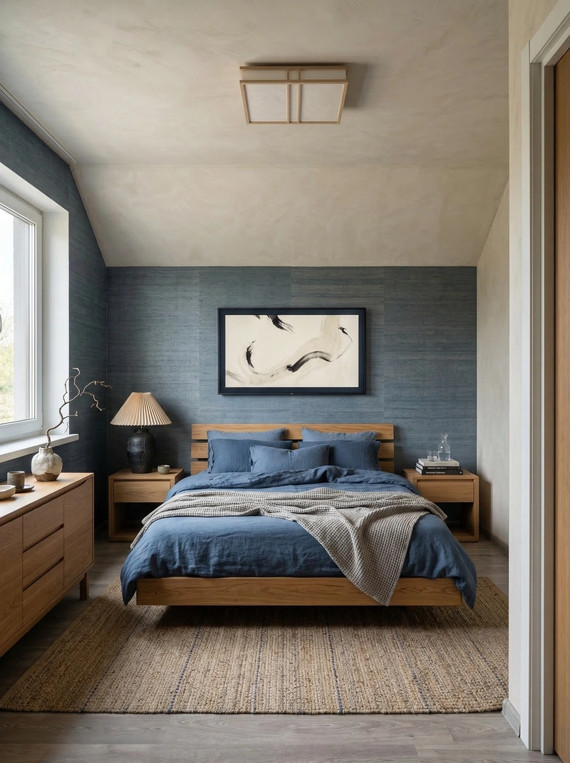 Дизайн спальни в стиле Japandi — фото интерьера от нейросети RoomGPT