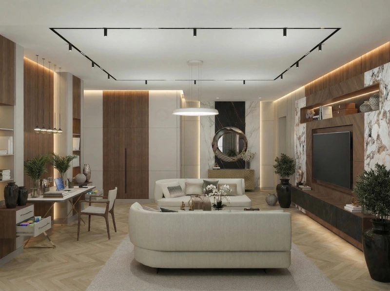 Дизайн гостиной в стиле Контемпорари — фото интерьера от нейросети RoomGPT