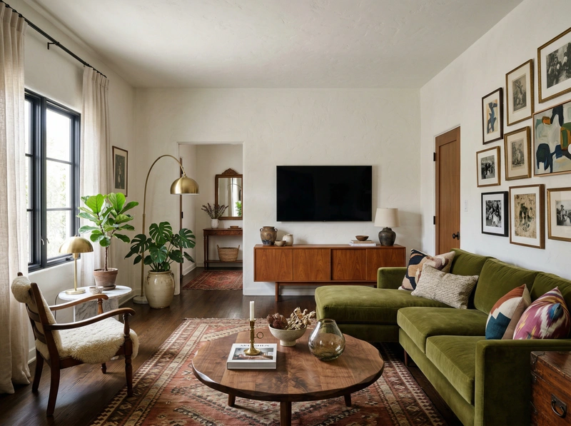 Дизайн гостиной в стиле Эклектика — фото интерьера от нейросети RoomGPT