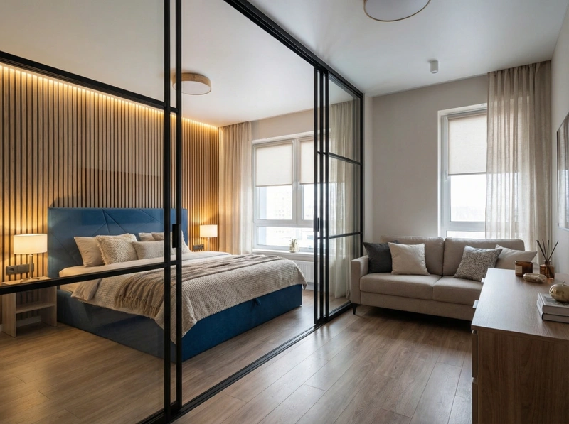 Дизайн интерьера в стиле Контемпорари — Спальня от нейросети RoomGPT