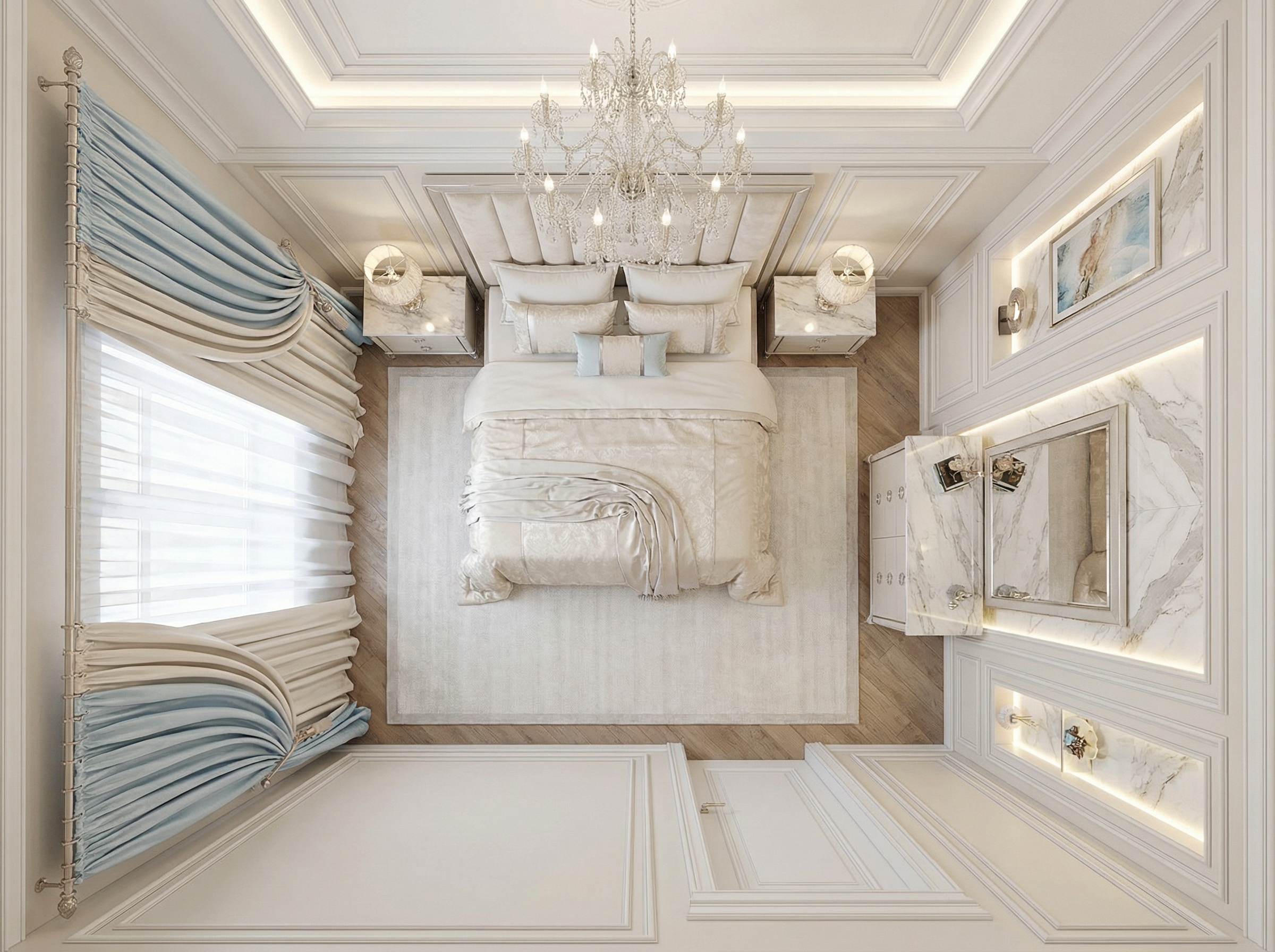 Дизайн спальни в стиле Классика — фото интерьера от нейросети RoomGPT