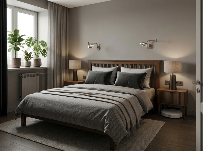 Дизайн спальни в стиле Контемпорари — фото интерьера от нейросети RoomGPT