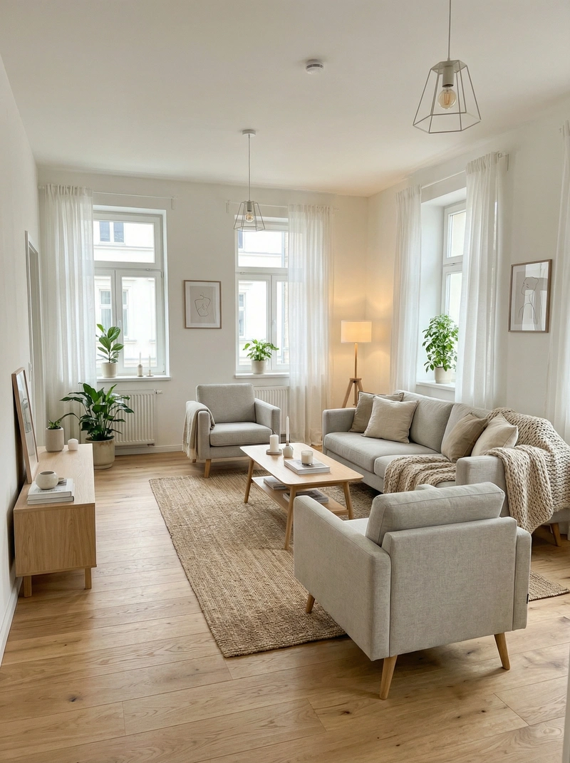 Дизайн интерьера в стиле Хюгге — Гостиная от нейросети RoomGPT