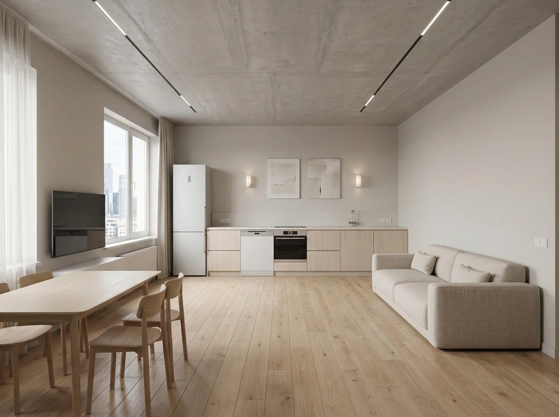 Дизайн интерьера в стиле Минимализм — Кухня от нейросети RoomGPT