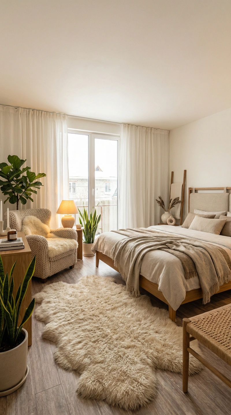 Дизайн интерьера в стиле Хюгге — Спальня от нейросети RoomGPT