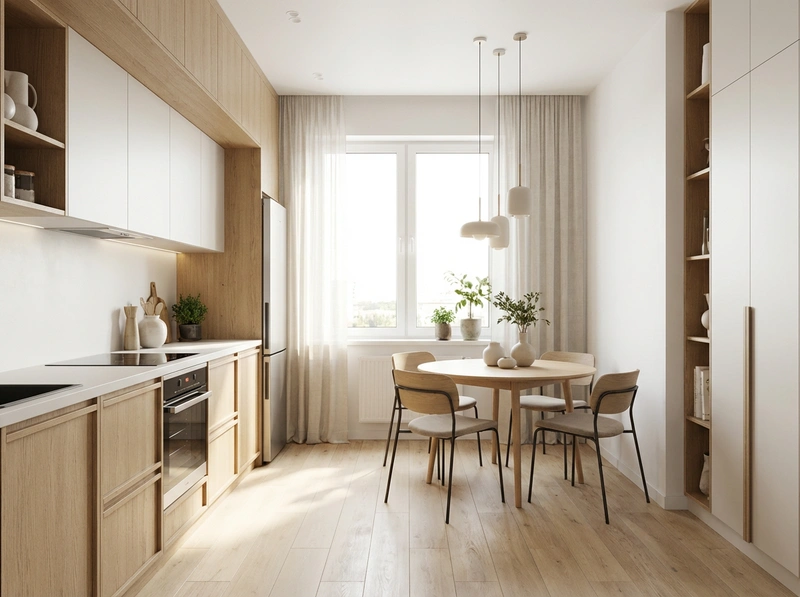 Дизайн интерьера в стиле Сканди — Кухня от нейросети RoomGPT