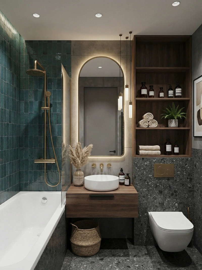 Дизайн интерьера в стиле Эклектика — Ванная от нейросети RoomGPT