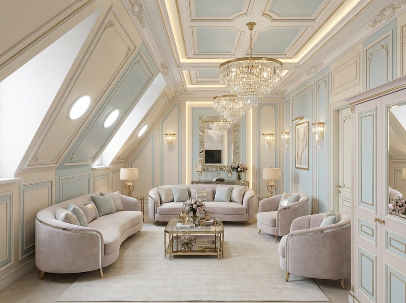 Дизайн интерьера в стиле Неоклассика — Гостиная от нейросети RoomGPT