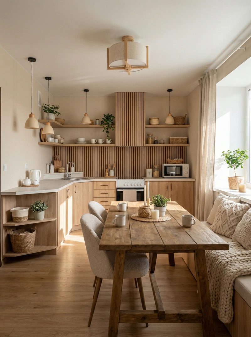 Дизайн интерьера в стиле Хюгге — Кухня от нейросети RoomGPT