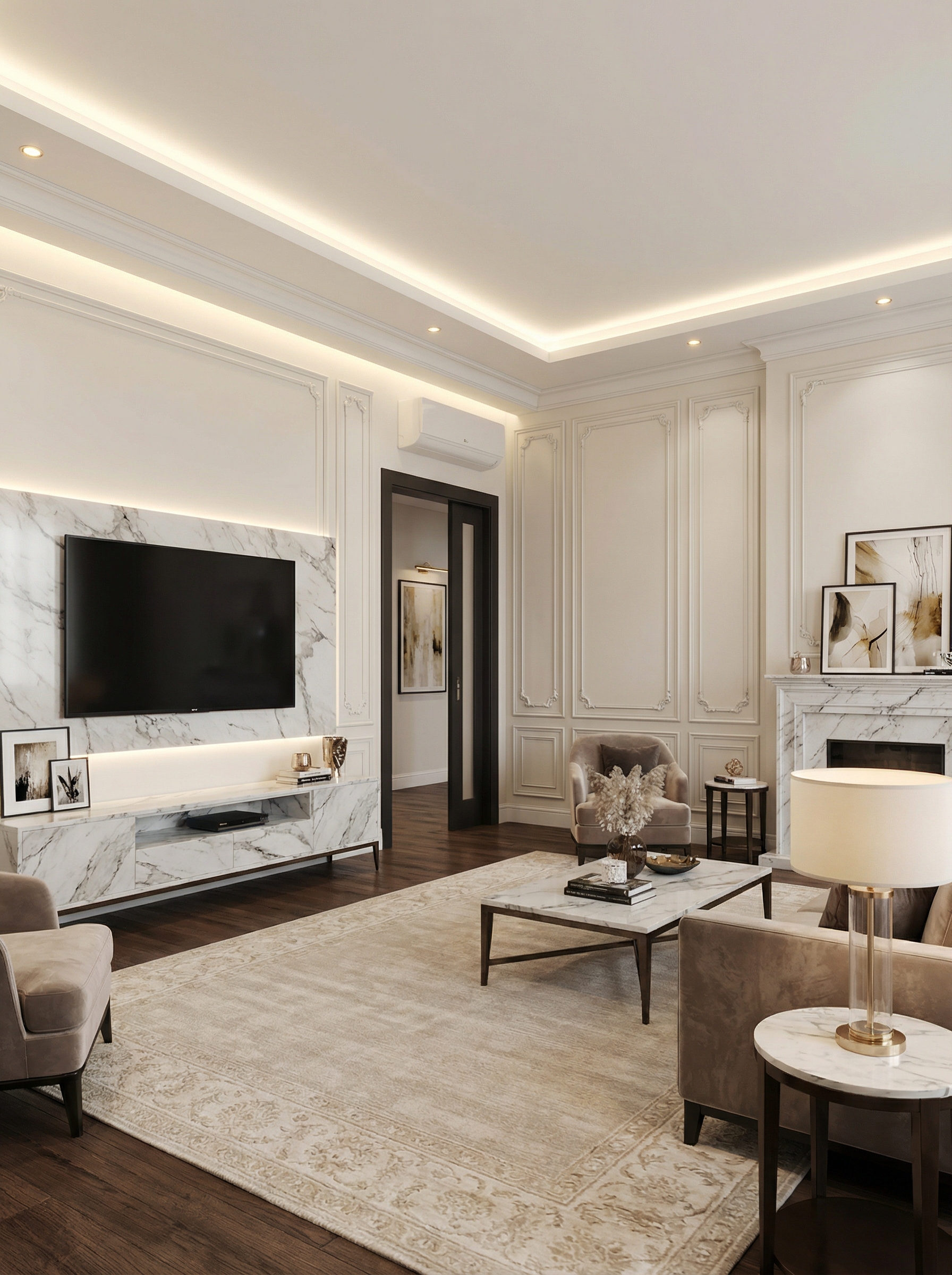 Дизайн гостиной в стиле Классика — фото интерьера от нейросети RoomGPT