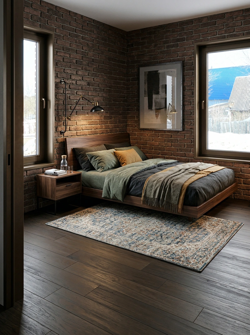 Дизайн спальни в стиле Лофт — фото интерьера от нейросети RoomGPT